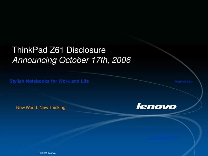 thinkpad z61 disclosure announcing october 17th 2006