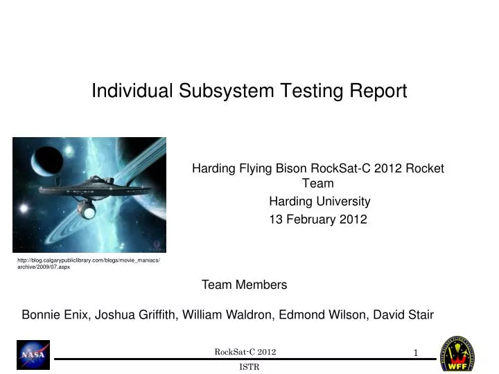individual subsystem testing report