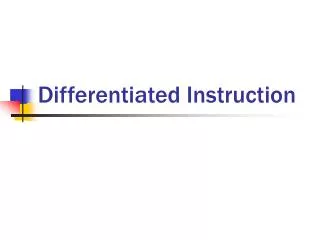 Differentiated Instruction