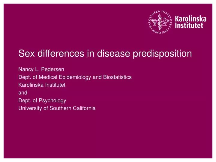 sex differences in disease predisposition