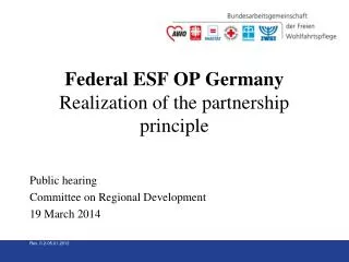 Federal ESF OP Germany Realization of the partnership principle Public hearing
