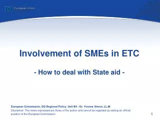 involvement of smes in etc how to deal with state aid