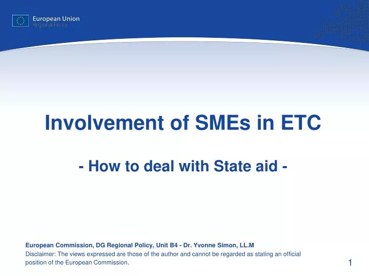 involvement of smes in etc how to deal with state aid