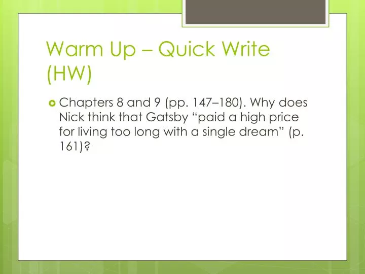 warm up quick write hw