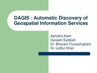DAGIS : Automatic Discovery of Geospatial Information Services