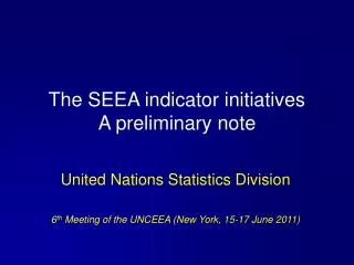 The SEEA indicator initiatives A preliminary note