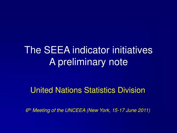 the seea indicator initiatives a preliminary note