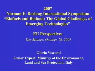 Gloria Visconti Senior Expert, Ministry of the Environment, Land and Sea Protection, Italy