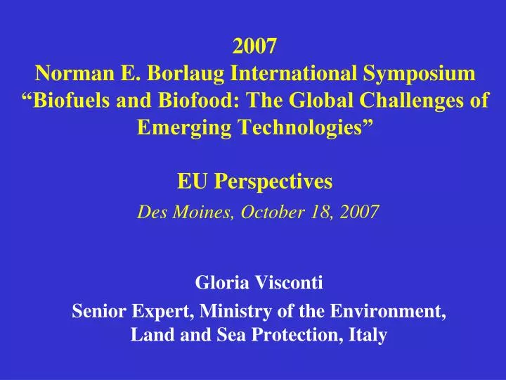gloria visconti senior expert ministry of the environment land and sea protection italy