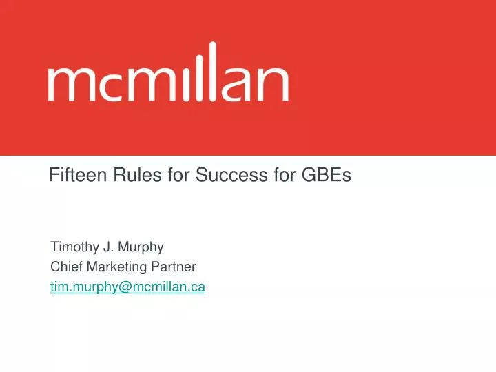 fifteen rules for success for gbes