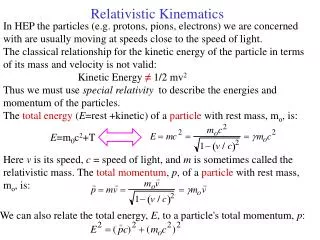 Relativistic Kinematics