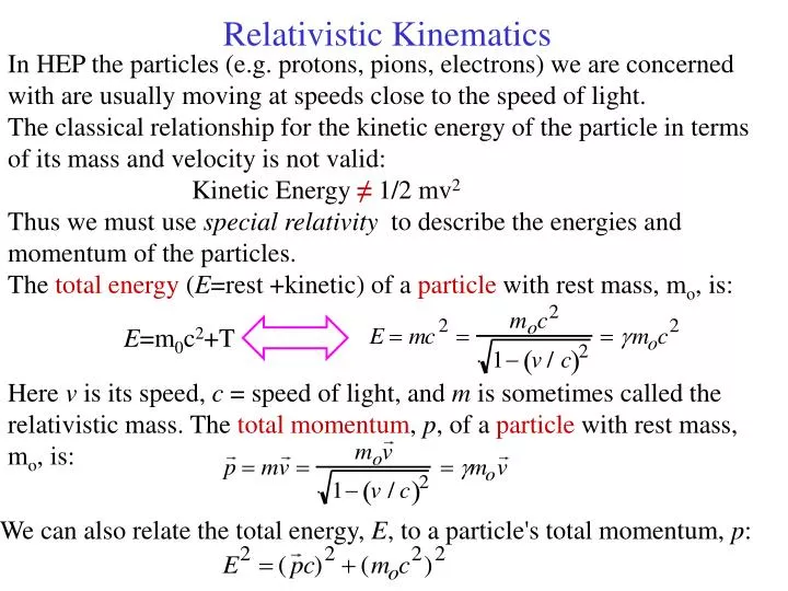 PPT - Relativistic Kinematics PowerPoint Presentation, Free Download ...