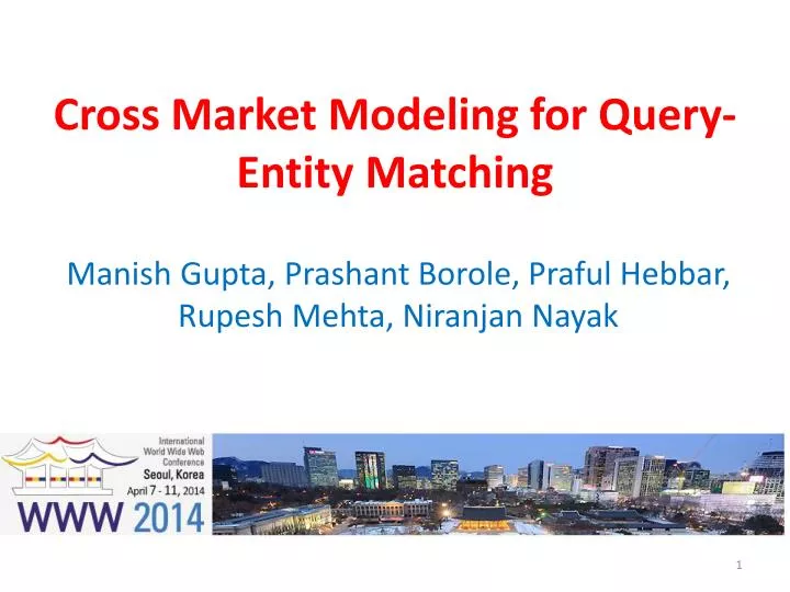 cross market modeling for query entity matching