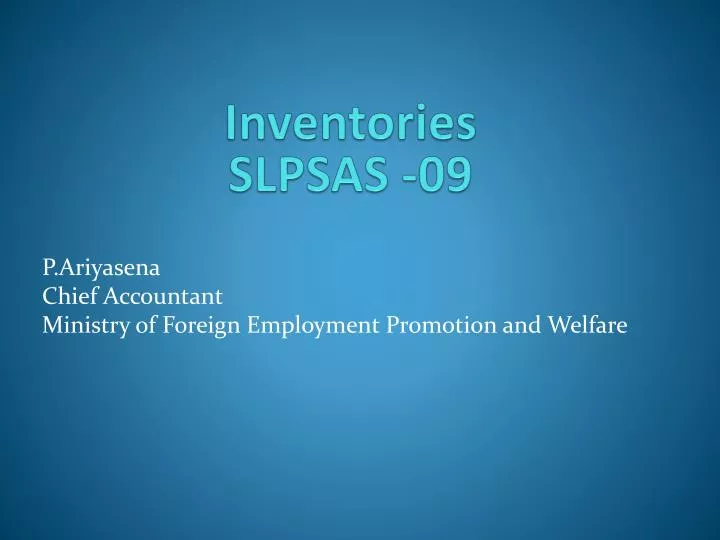 inventories slpsas 09
