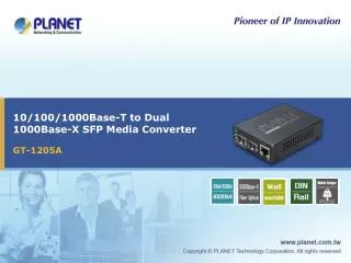 10/100/1000Base-T to Dual 1000Base-X SFP Media Converter