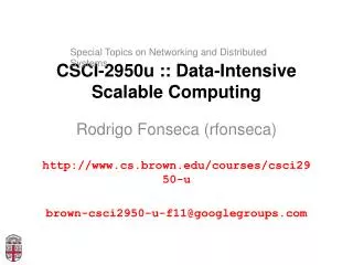 CSCI-2950u :: Data-Intensive Scalable Computing