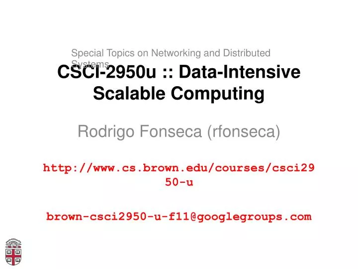 csci 2950u data intensive scalable computing