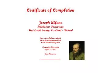 Certificate of Completion Joseph Alfano Intellectus Perceptuus