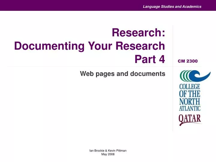 research documenting your research part 4