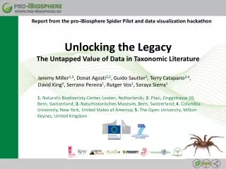 Unlocking the Legacy The Untapped V alue of Data in Taxonomic Literature