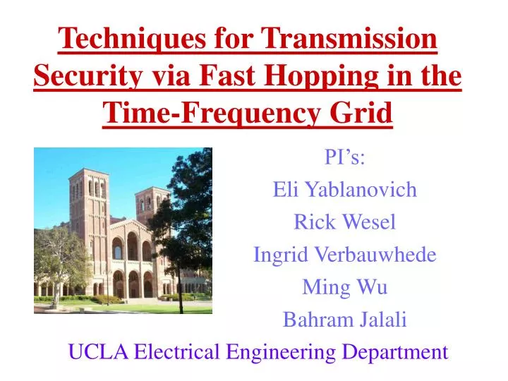 techniques for transmission security via fast hopping in the time frequency grid