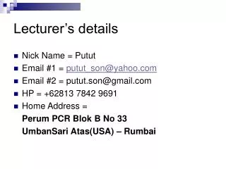 lecturer s details