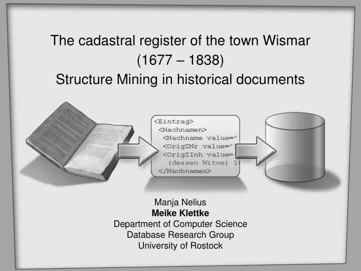 the cadastral register of the town wismar 1677 1838 structure mining in historical documents