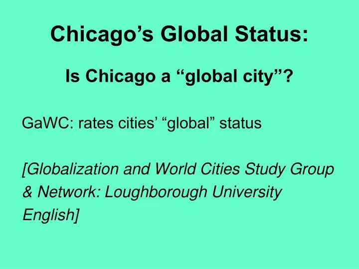 chicago s global status