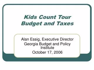 Kids Count Tour Budget and Taxes
