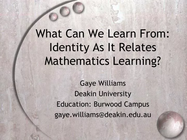 what can we learn from identity as it relates mathematics learning