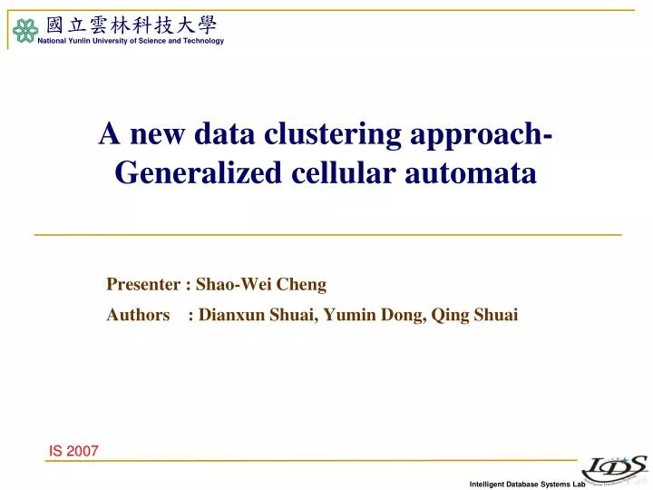 a new data clustering approach generalized cellular automata