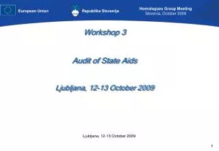Workshop 3 Audit of State Aids Ljubljana, 12-13 October 2009
