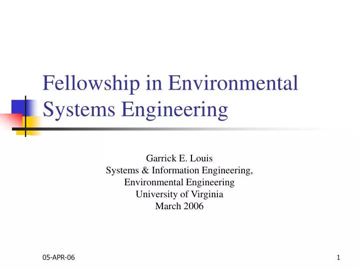 fellowship in environmental systems engineering