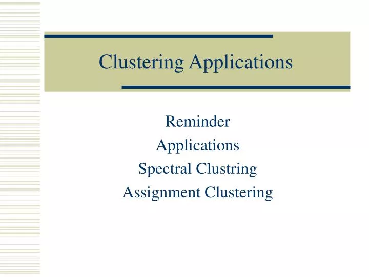 clustering applications