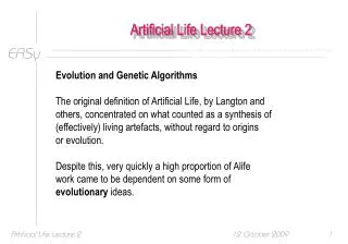 Artificial Life Lecture 2