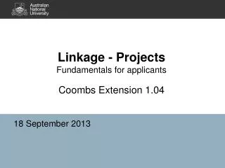 Linkage - Projects Fundamentals for applicants Coombs Extension 1.04