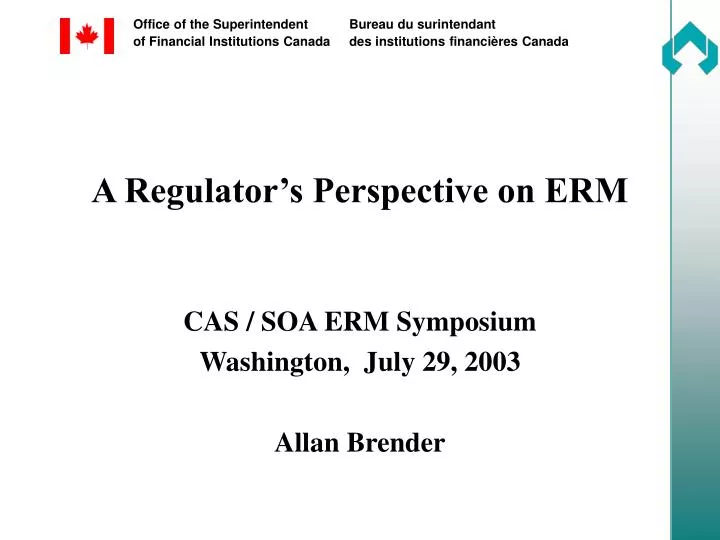 a regulator s perspective on erm