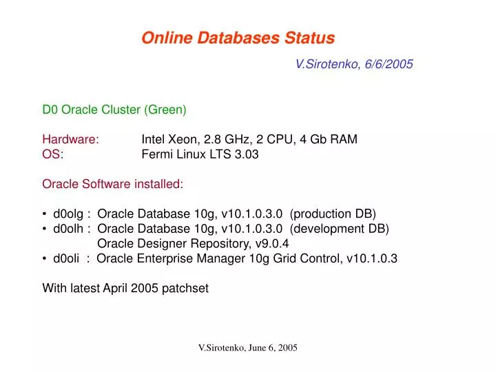 online databases status