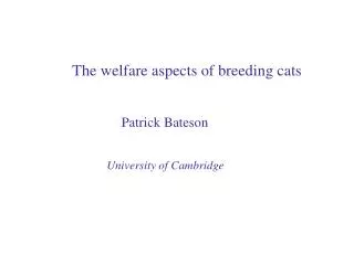 The welfare aspects of breeding cats