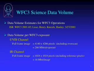 WFC3 Science Data Volume