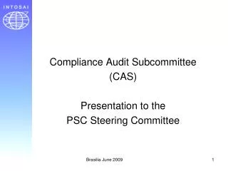 Compliance Audit Subcommittee (CAS) Presentation to the PSC Steering Committee