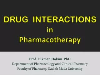 DRUG INTERACTIONS in Pharmacotherapy 2010