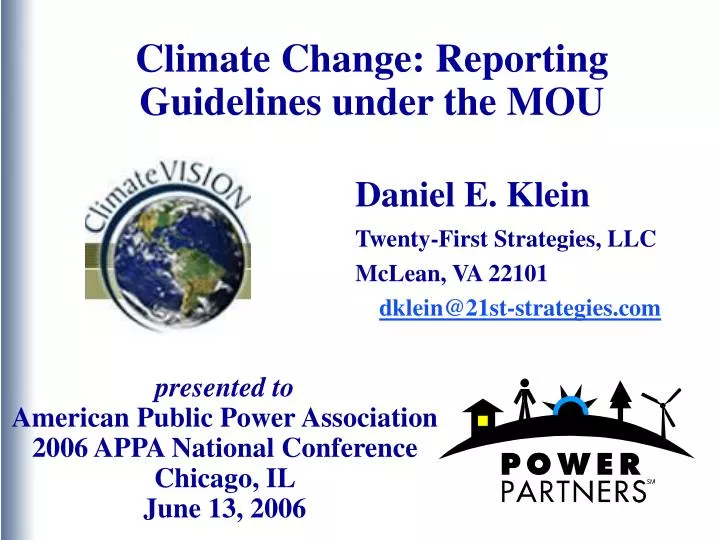 climate change reporting guidelines under the mou