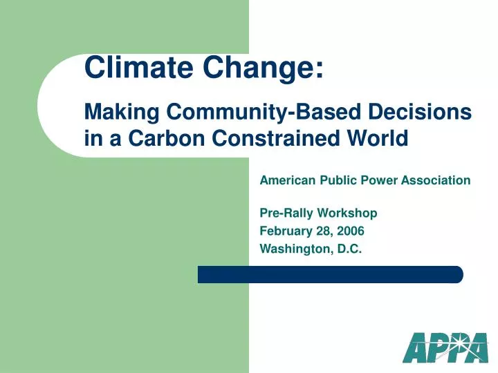 american public power association pre rally workshop february 28 2006 washington d c