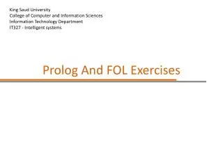 Prolog And FOL Exercises