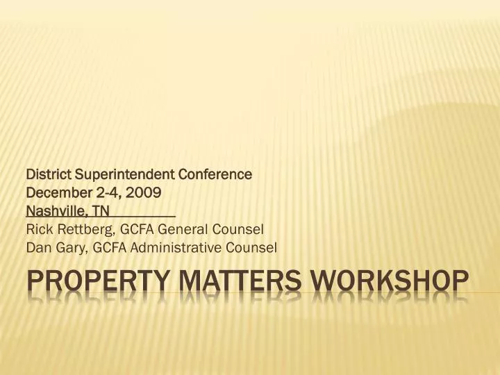 property matters workshop
