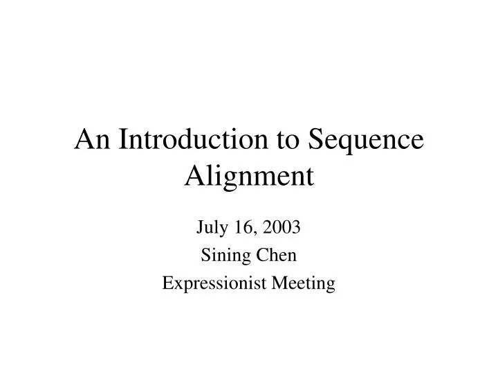an introduction to sequence alignment