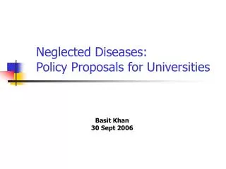 Neglected Diseases: Policy Proposals for Universities