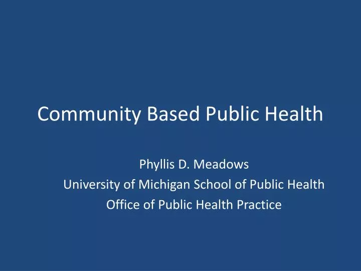 community based public health