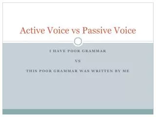 Active Voice vs Passive Voice